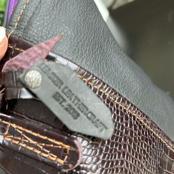 Lenniker Leathercraft Extra Large All Leather Tote Bag Croc Embossed travel - Picture 9 of 12